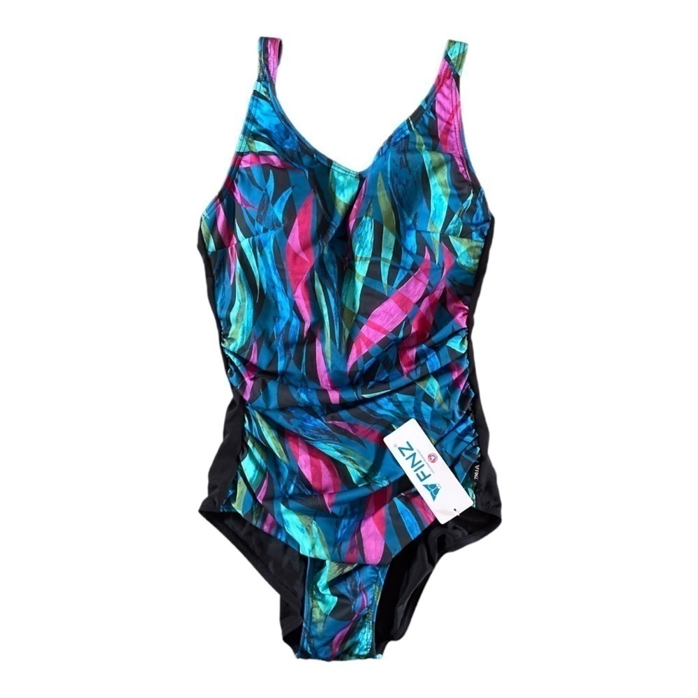 FINZ Australia Performance  Swimsuit Graphic Leafy Print One Piece Multi Fit Cup